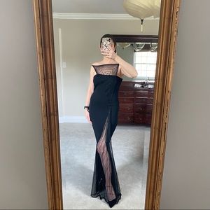 Randolph Duke Black Designer Evening Gown with Beaded Detail